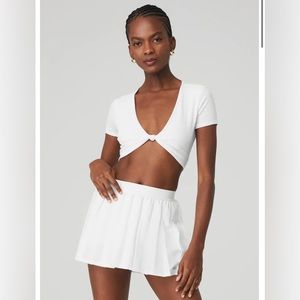 ALO Yoga Ribbed Knotty Short Sleeve - White